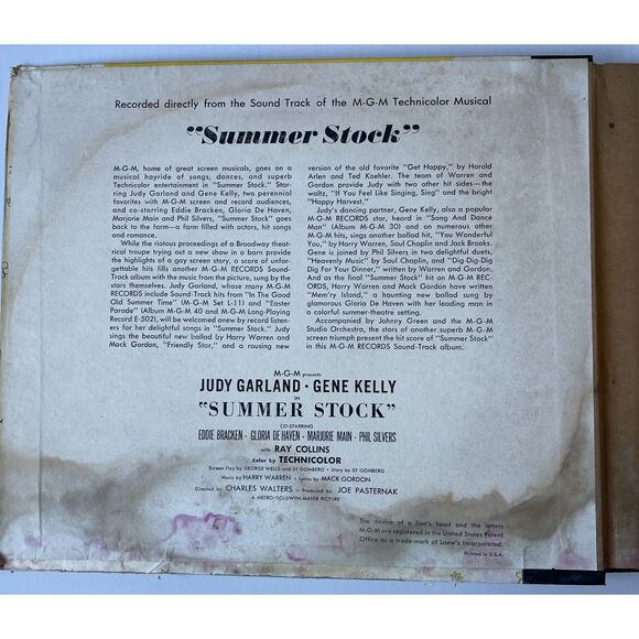 Vintage 1950 Summer Stock with Judy Garland and Gene Kelly Three Vinyl Records - Picture 3 of 7